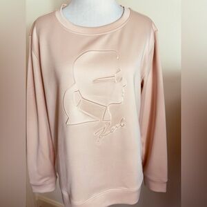 Karl Lagerfeld Paris Blush Sweatshirt Embossed Long Sleeve Medium